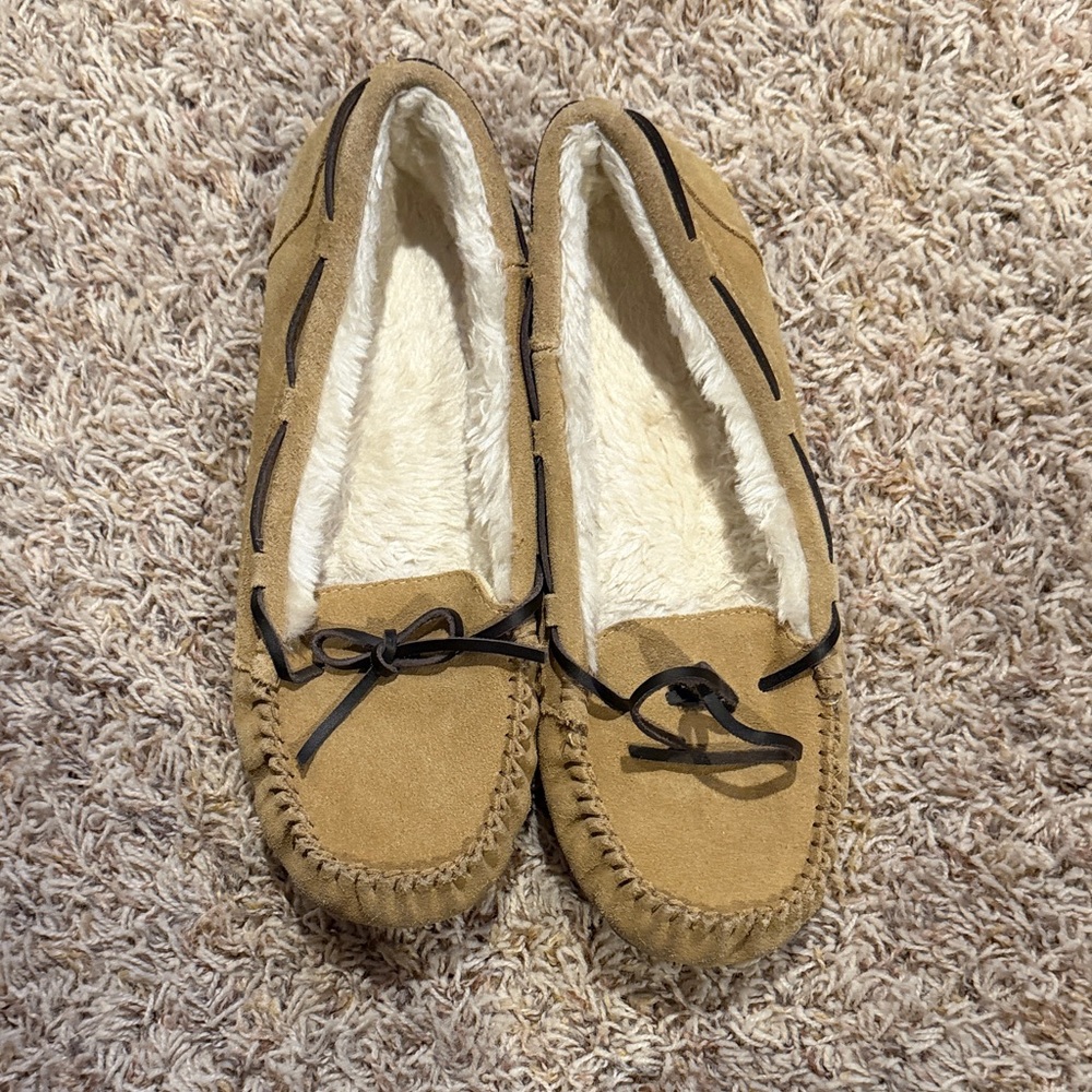 Target Tan Moccasins with Faux Fur Lining